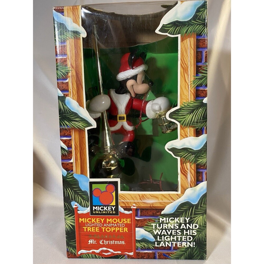 Santa Claus Mickey Mouse Lighted Animated Christmas Tree Topper Mr. Christmas